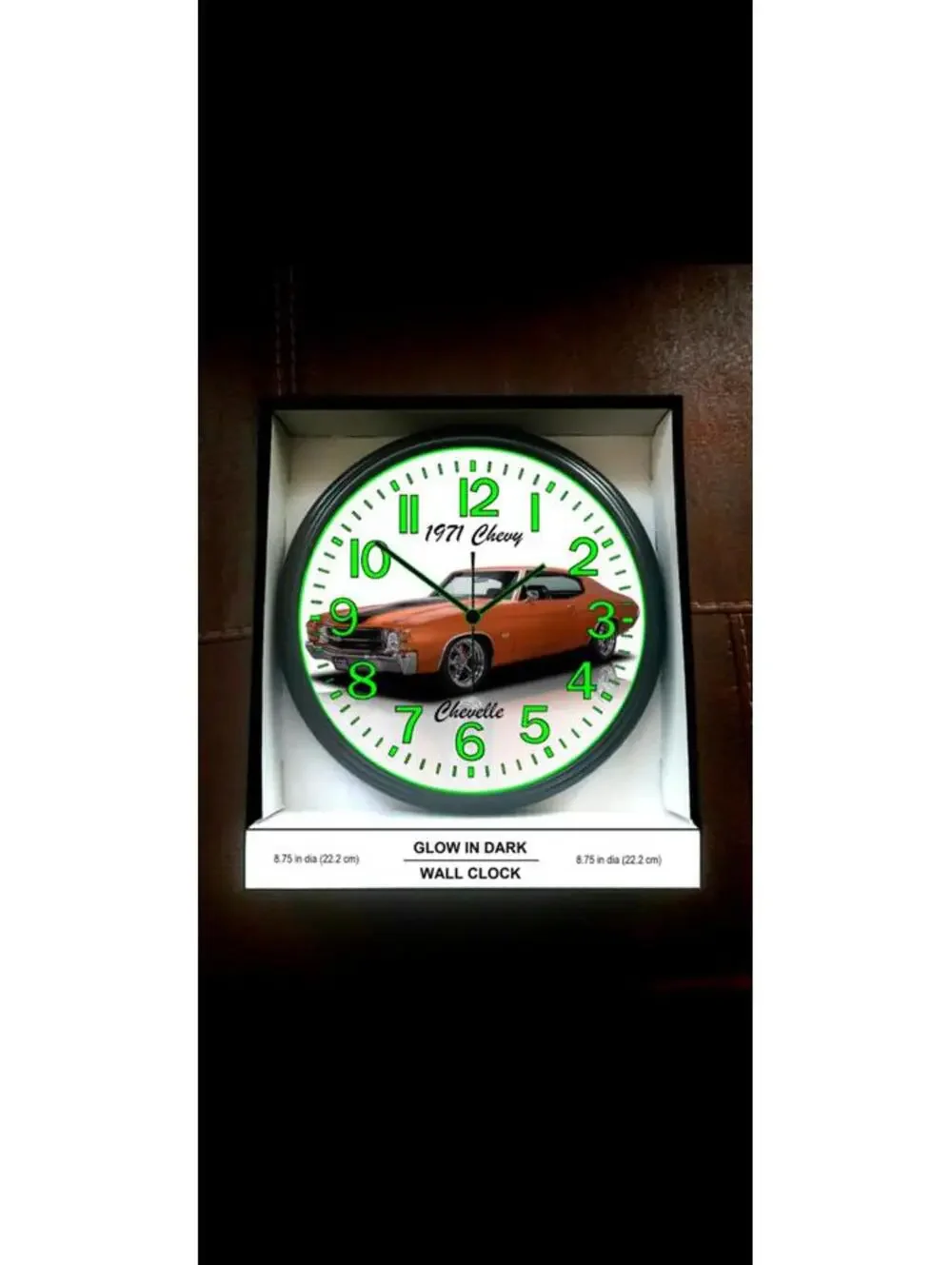 Chevy Chevelle Glow in the Dark Wall Clock 71 Chevy Garage Shop Wall Clock New!